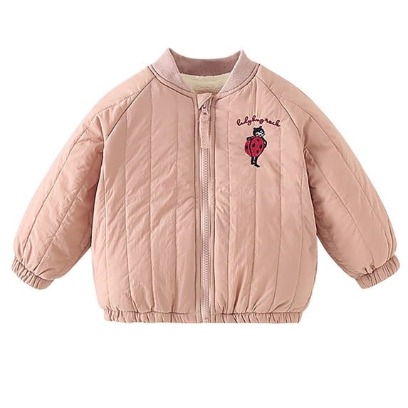 ATOGUTA Girls Fleece Jacket Lightweight Inner Layer Fleece Jacket Warm Coat Quilted Outerwear Jacket Size 1T-10, Pink