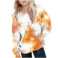 thumbnail image 1 of ATOGUTA Girls Fleece Lined Hoodie Size 5T-15 Thick Graphic Tie Dye Sweatshirt with Pocket Cute Pullovers Tops Orange, 1 of 5