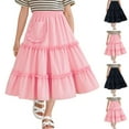 thumbnail image 1 of ATOGUTA Girls Flowy Skirts Casual Midi Flare Pleated Stretch Waist Skater Dance Party School Uniform Skirts Size 3T-14, Pink, 1 of 6