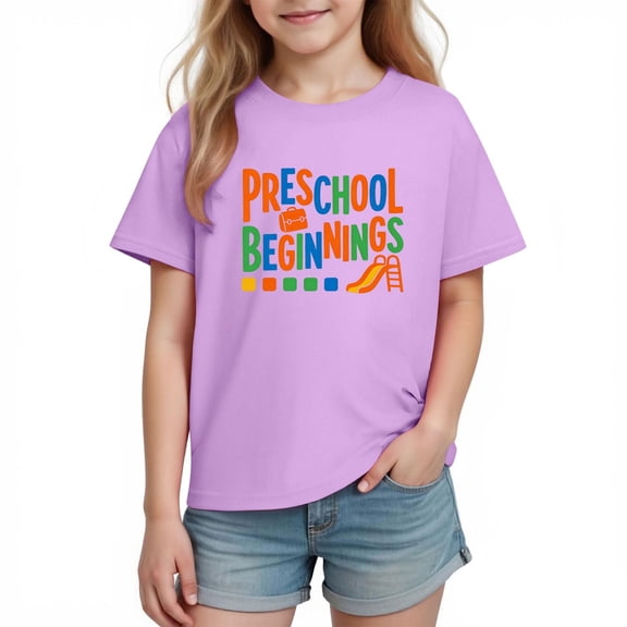 ATOGUTA Girls Grahic Shirts Cute Summer T-Shirt Graphic Short Sleeve Tees Tops School-Day Clothes Size 3T-10, Purple