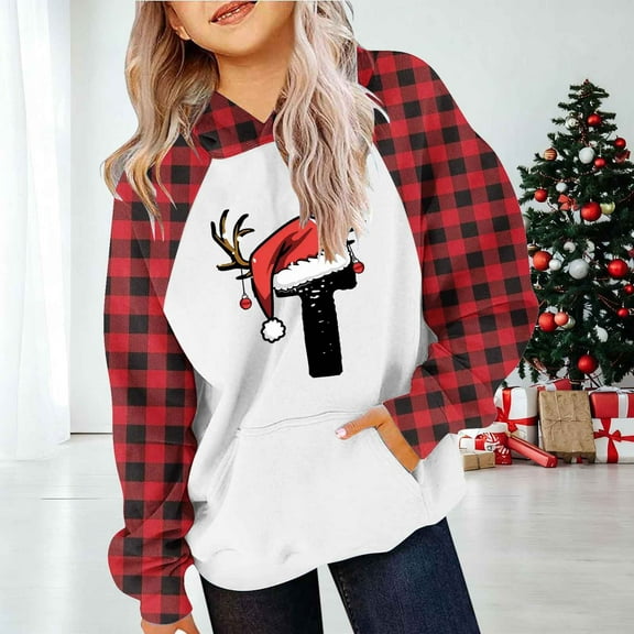 ATOGUTA Girls Graphic Hoodies Fleece Pullover Christmas Sweatshirts Kids Casual Outfits Fall Winter Clothes Size 5T-15, Red