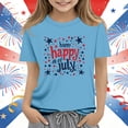 thumbnail image 1 of ATOGUTA Girls Graphic T-Shirt Boys Patriotic Short Sleeve 4th of July Tee Top Blue, Size 3T-14, 1 of 5