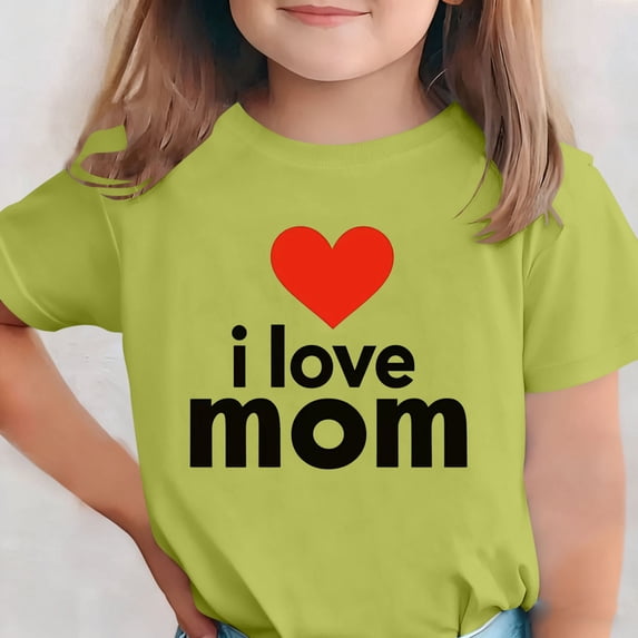 ATOGUTA Girls Gym Shirts Kids Happy Mother’s Day T-Shirt with I Love Mommy Graphic Mint Green, Size 3T-15