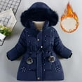 thumbnail image 1 of ATOGUTA Girls Jacket Dark Blue Fleece Lined Puffer Jacket Hooded Long Down Jacket Kids Coat Outerwear Size 5T-10, 1 of 4