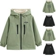 thumbnail image 1 of ATOGUTA Girls Jacket Lightweight Waterproof Hooded Fleece Lined Raincoat Windbreakers for Kids Size 4T-15, Army Green, 1 of 6