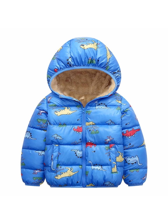 Girls Jackets Hooded Windproof Snow Winter Coat Outwear Blue, Size 2T-8