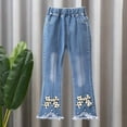 thumbnail image 1 of ATOGUTA Girls Jeans Bow Denim Pants Bell Bottom Stretchy Jeans Trousers with Pocket Size 2T-13, Light Blue, 1 of 6