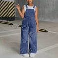 thumbnail image 1 of ATOGUTA Girls Jeans Casual Baggy Wide-leg Denim Overalls Jumpsuit Size 6-13, Dark Blue, 1 of 6