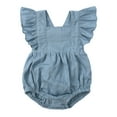 thumbnail image 1 of ATOGUTA Girls Jumpsuit Fashion Cute Cotton Linen Ruffles Backless Jumpsuit Romper Blue, Sizes 3M-24M, 1 of 5