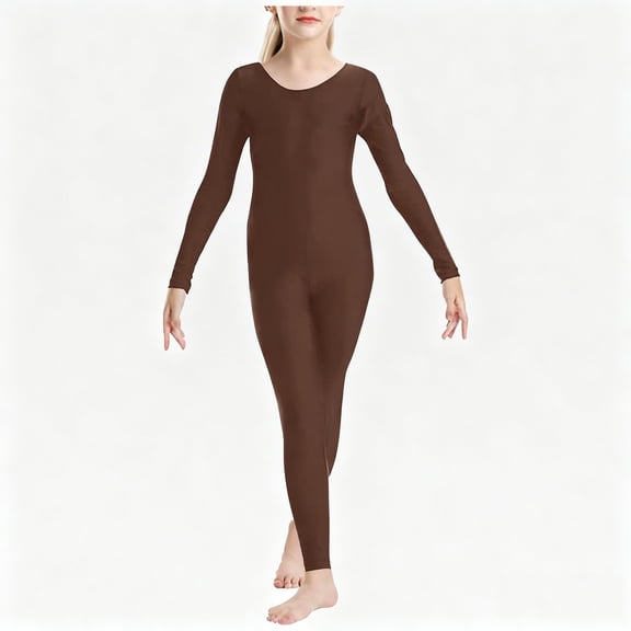 ATOGUTA Girls Jumpsuit Unisex Kids Jumpsuits Long Sleeve Rompers Performance Outfits Size 1T-12, Coffee