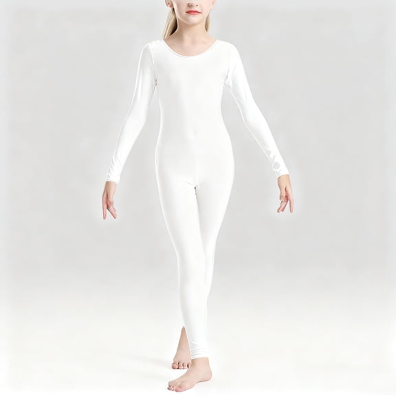 ATOGUTA Girls Jumpsuit Unisex Kids Jumpsuits Long Sleeve Rompers Performance Outfits Size 1T-12, White