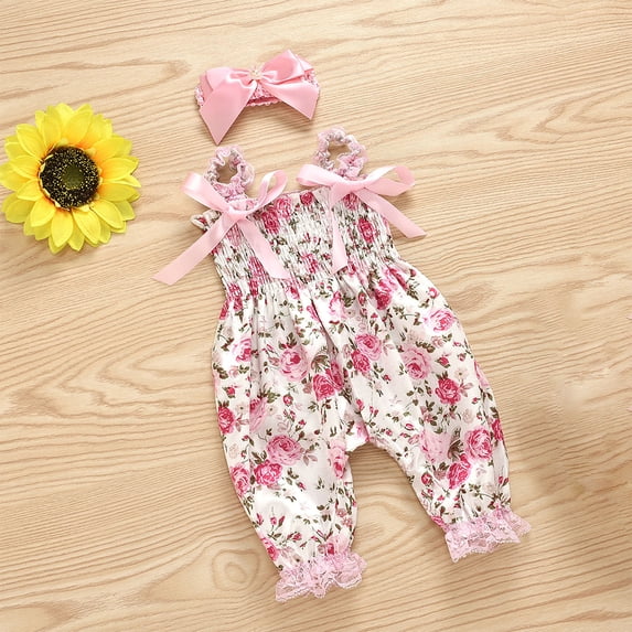 ATOGUTA Girls' Jumpsuits & Rompers Halters Floral Print Jumpsuit 3-18 Months