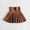 thumbnail image 1 of ATOGUTA Girls Junior Skirts Fall Winter Stretch Mini Flared Pleated Skater Skirt Size 3T-15, Brown, 1 of 6