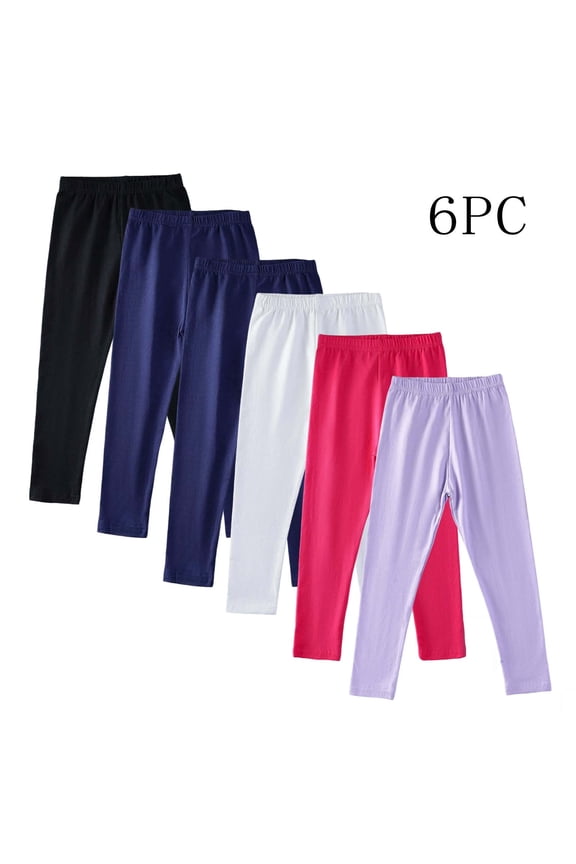Girls' Leggings 6 Pack Kids Dance Running Yoga Pants Workout Active Dance Tights Size 3T-13, Multicolor