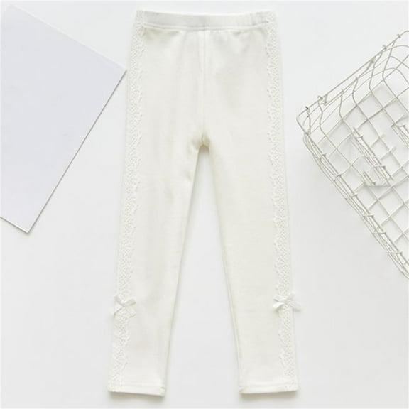 ATOGUTA Girls' Leggings Size 2T-10 Kids High Waist Lounge Pants Dance Yoga Workout Running Pants White