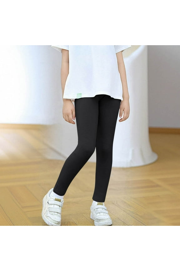Girls Leggings Size 3T-14 Kids High Waist Lounge Pants Active Dance Running Yoga Tights Black