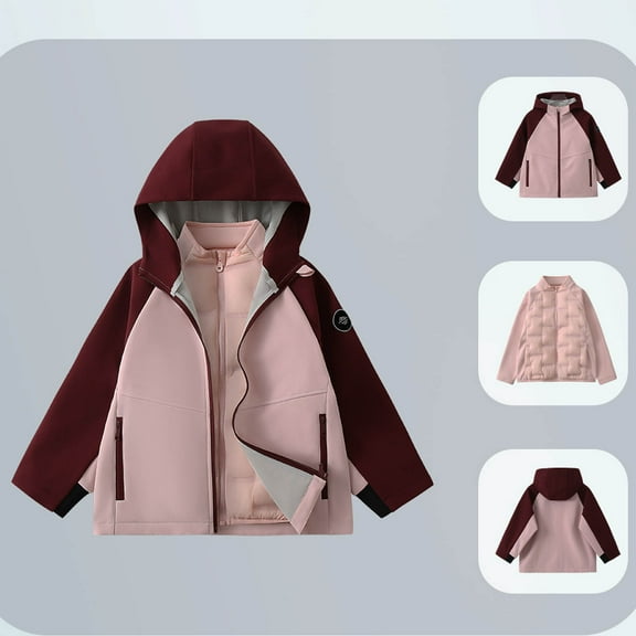 ATOGUTA Girls Lightweight Jacket Size 3T-16 Kids Boys Fleece Hooded Zip Up Waterproof Winter Jacket Zipper Long Sleeve Outwear Fall Clothes Black,Blue,Pink,Green