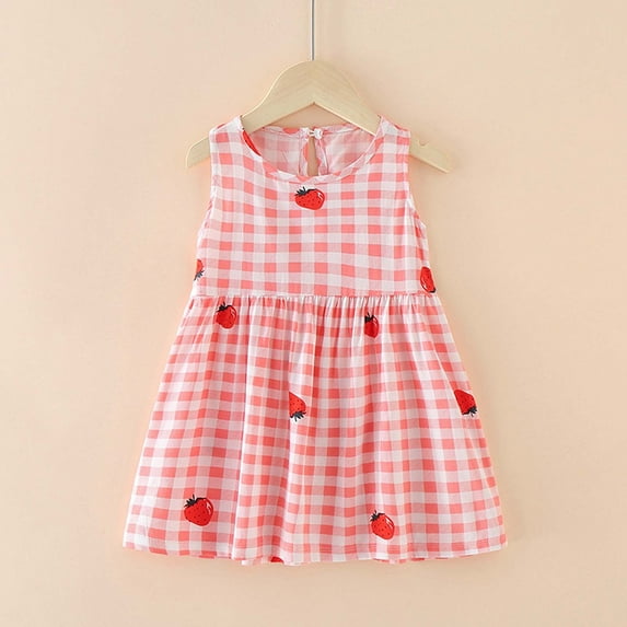 ATOGUTA Girls Long Dress Cute Sleeveless Cami Floral Dress Pink, Sizes 6M-7