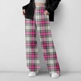 thumbnail image 1 of ATOGUTA Girls Long Pants Boys Soft Plaid Long Pj Pants Kids Cute Elastic Waist Drawstring SLeep Bottoms with Pockets Size 5T-15, Hot Pink, 1 of 6