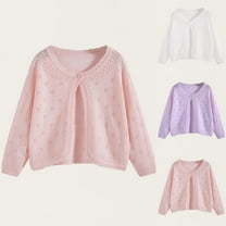 ATOGUTA Girls Long Sleeve Cardigan Sweater Girls Button Closure Knitted Cable Cardigan Size 4T-16, Pink