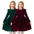 thumbnail image 1 of ATOGUTA Girls Long Sleeve Casual Velvet Dress with Ruffle Princess Dress Christmas Party Dress Size 5T-12, Red, 1 of 6
