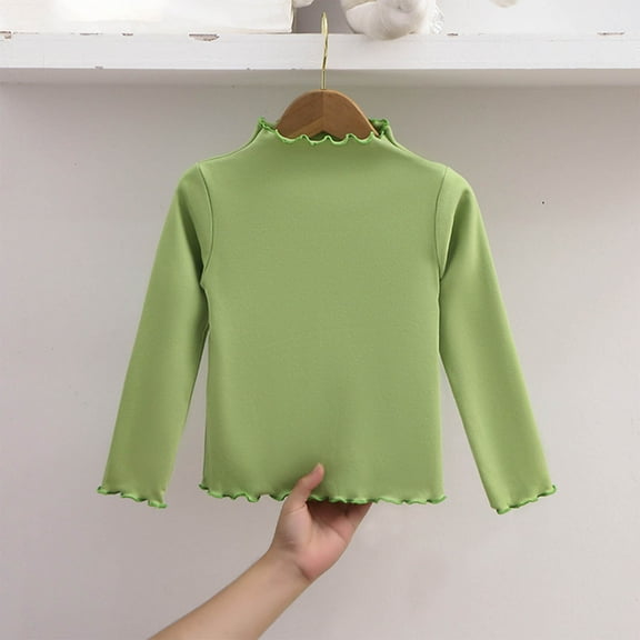ATOGUTA Girls Long Sleeve Party Shirt Size 1T-11 Crewneck School Base Tees Clothes Cute Pullovers Tops Green