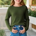thumbnail image 1 of ATOGUTA Girls Long Sleeve Shirt Long Sleeve T Shirts Kids Fall Tops Crewneck Basic Tees Size 4T-15, Army Green, 1 of 6