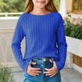thumbnail image 1 of ATOGUTA Girls Long Sleeve Shirts Long Sleeve T Shirts Kids Fall Tops Crewneck Basic Tees Size 4T-15, Blue, 1 of 6