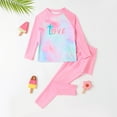 thumbnail image 1 of ATOGUTA Girls Long Sleeve Swimsuit Two Piece Rashguard Sunscreen Swimwear with Skirt Pink, Size 4T-8, 1 of 5