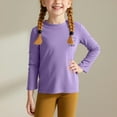 thumbnail image 1 of ATOGUTA Girls Long Sleeve Thermal Shirt Kids Crewneck T Shirts Casual Tops Tees Fleece Basic Tee Clothes Purple, 1T-10, 1 of 5