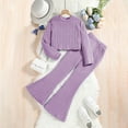 thumbnail image 1 of ATOGUTA Girls Lounge Set Long Sleeve Ribbed Tops and Bell Bottom Flared Pants Fall Winter Outfits for Little Girls Purple Size 8-12, 1 of 5