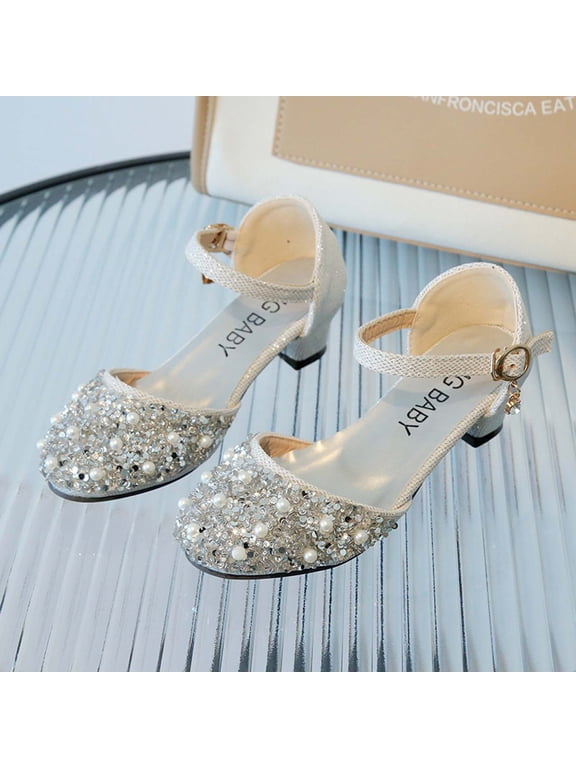 Girls Mary Jane School Uniform Shoes Rhinestone Decoration Princess Shoes Casual Buckle Sandals