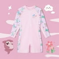 thumbnail image 1 of ATOGUTA Girls One Piece Rash Guard Swimsuit Kid Water Sport Short Swimsuit Sun Protection Bathing Suits Pink, Size 2T-12, 1 of 4