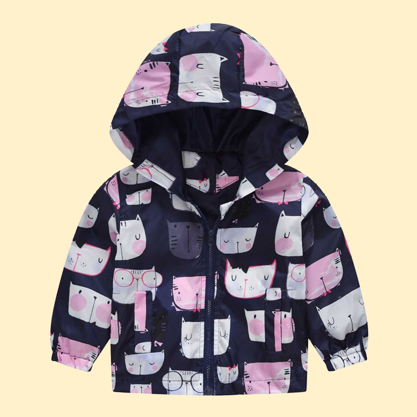ATOGUTA Girls' Outerwear Jackets & Coats Cute Print Zip Jacket Hooded ...