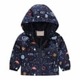 thumbnail image 1 of ATOGUTA Girls' Outerwear Jackets & Coats Hooded Dinosaur Jacket Windbreaker Outerwear Navy, Size 2T-8, 1 of 5
