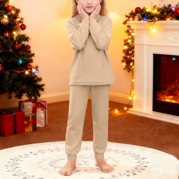 ATOGUTA Girls' Outfit Kids Sweatsuit Long Sleeve Shirts Sweatpants 2 Piece Girls' Clothing Set Size 5T-16, Khaki