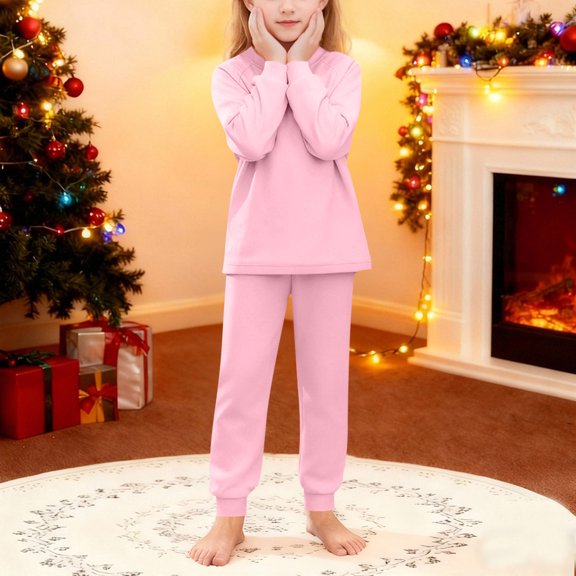 ATOGUTA Girls' Outfit Kids Sweatsuit Long Sleeve Shirts Sweatpants 2 Piece Girls' Clothing Set Size 5T-16, Pink