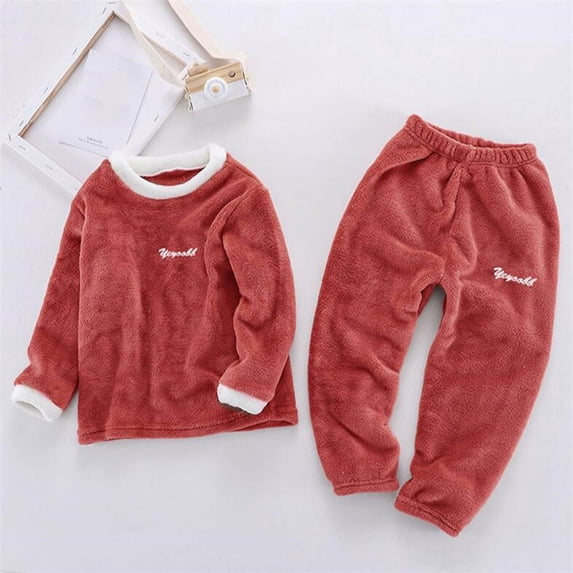 ATOGUTA Girls Outfits Set Toddler 2 Pieces Fleece Outfits Kids Clothes Long Sleeve Sets Size 2T-12, Red