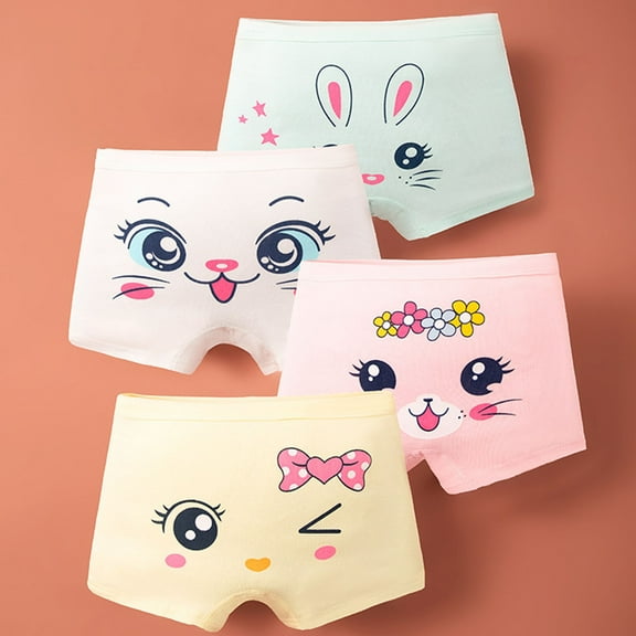 ATOGUTA Girls Panties 1T-14 Kids Breathable Comfort Sweet Four Corns Panties Briefs Teens Undies 4-Pack