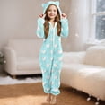 thumbnail image 1 of ATOGUTA Girls' Pants Unisex Kids Fleece Hooded Jumpsuits Long Sleeve Rompers Outfits Size 5T-15, Light Blue, 1 of 5