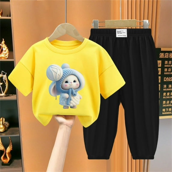 ATOGUTA Girls' Pants Sets 2T-12 Trendy Cute Soft Print Long Sleeve Tops and Longs Pants Suit