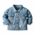 thumbnail image 1 of ATOGUTA Girls Peacoat Basic Jean Jacket Kids Casual Denim Coat Classic Outwear Light Blue, Size 6M-6, 1 of 6
