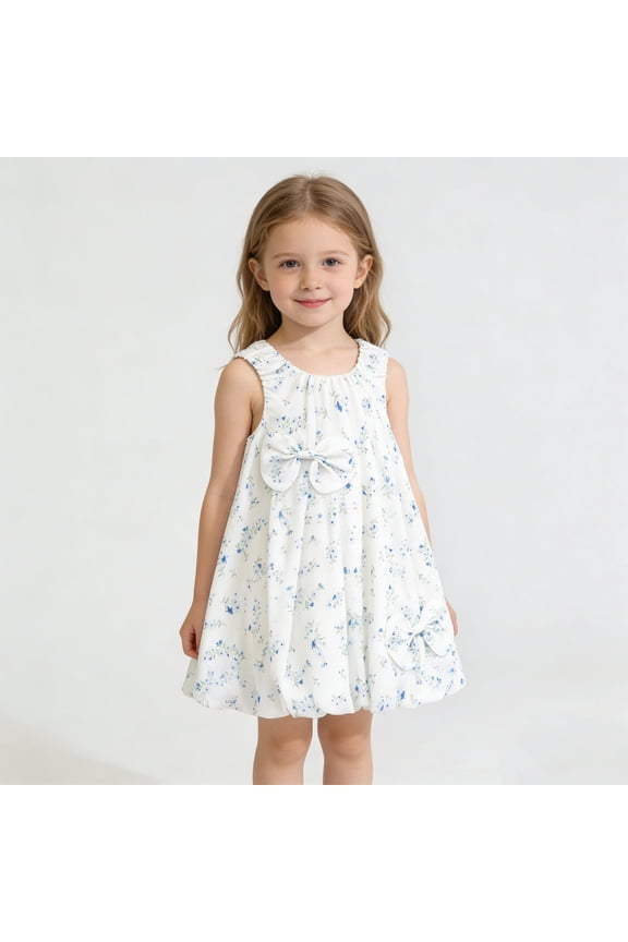 Girls Pencil Dress Summer Kids Skater Twirl A Line Tank Dress for School Casual Holiday Party Size 1-5T, Blue