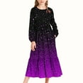 thumbnail image 1 of ATOGUTA Girls Princess Dress Long Sleeve Crew Neck Gradient Casual Dresses Fall Flowy Dress with Pockets Party Holiday Outfits Size 4T-15, Purple, 1 of 5