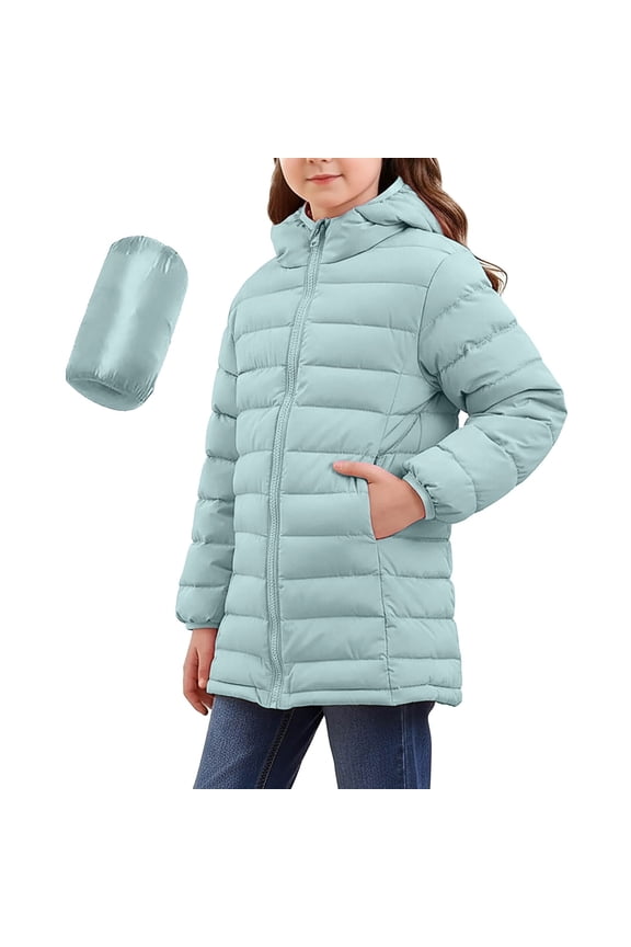 Girls Puffer Jackets Warm Quilted Puffer Coat Insulated Winter Parka Jackets for Girls Size 4T-10 Green