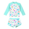 thumbnail image 1 of ATOGUTA Girls Rash Guard Swimwear Kids Rash Guard Long Sleeve Bathing Suit Light Blue, Size 2-11 Years, 1 of 2