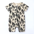 thumbnail image 1 of ATOGUTA Girls Romper Cute Pattern Short Sleeve Double Zipper Romper Jumpsuit Beige, Sizes 3M-3T, 1 of 5