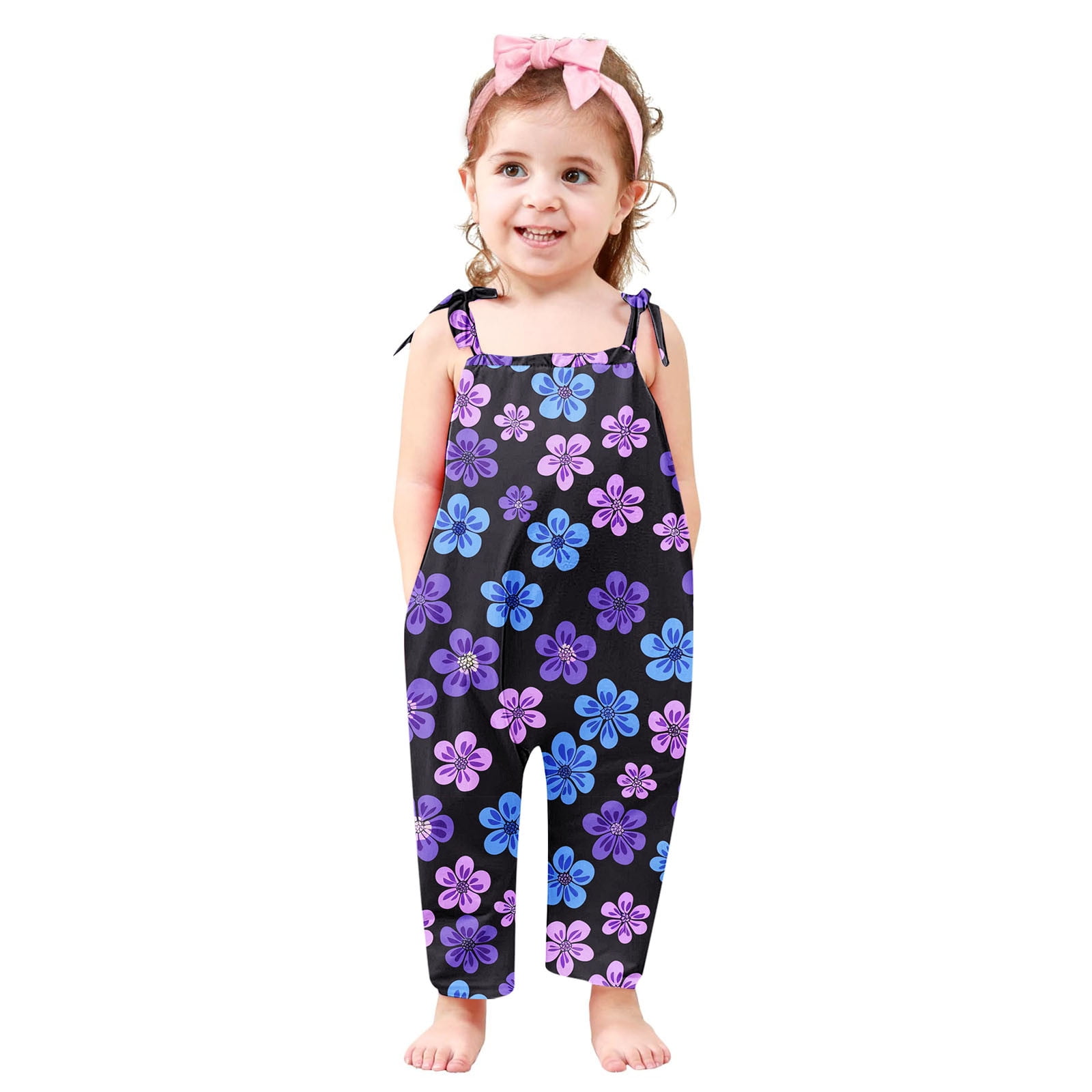 ATOGUTA Girls Rompers Loose Spaghetti Strap Summer Rompers Long Pants ...