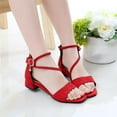thumbnail image 1 of ATOGUTA Girls Sandals Red Kids Heels Dress Shoes Ankle Strap Wedding Party Flower Girl Shoes, 1 of 5