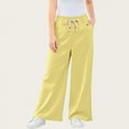 thumbnail image 1 of ATOGUTA Girls School Pants Uniform Size 2T-13 High Waisted Elastic Waist Lightweight Outdoor Jogger Pants Yellow, 1 of 6